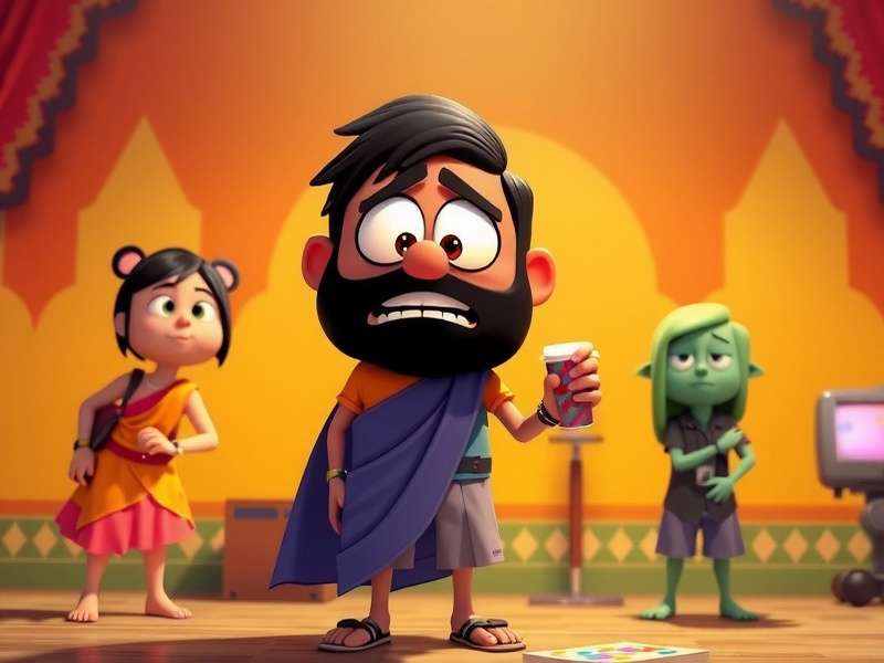 Close-up of Embarrassment character from Inside Out looking shy and blushing