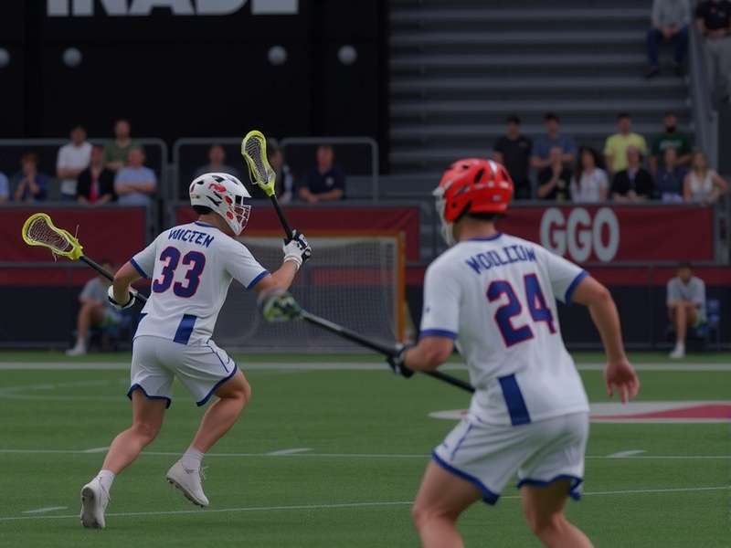 Inside Lacrosse 2027 gameplay screenshot showing intense action