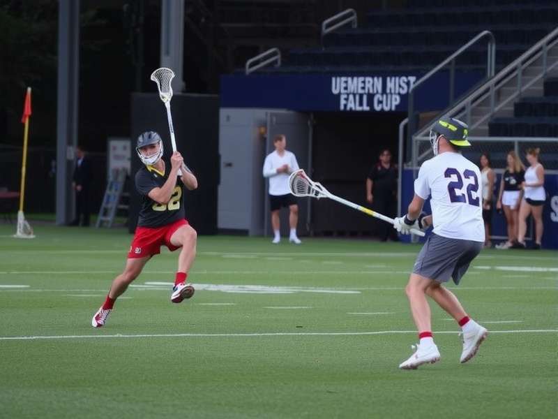Dynamic action shot from Inside Lacrosse Fall Cup showcasing a tense midfield clash