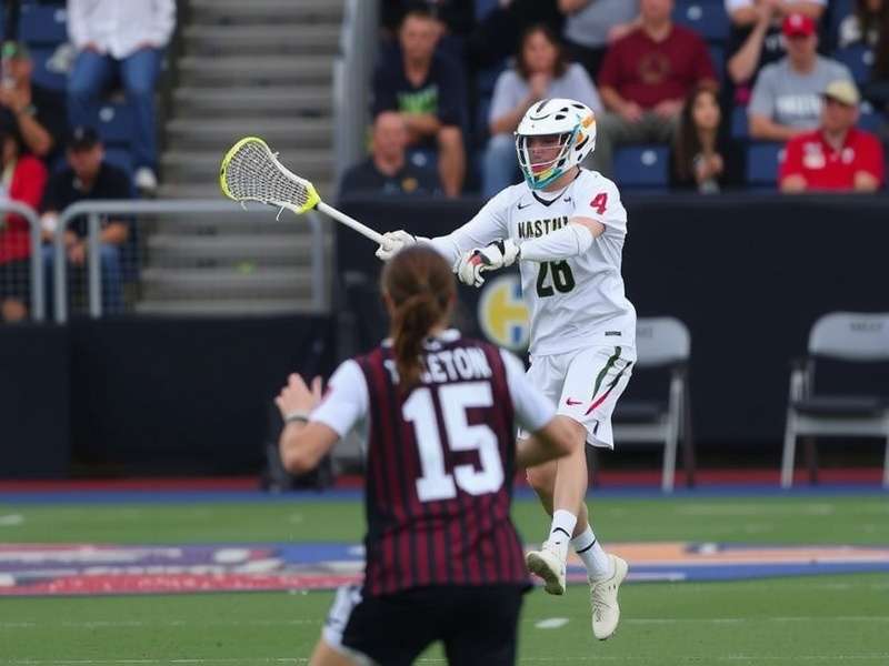 Lacrosse player executing a precise shot during a high-intensity game